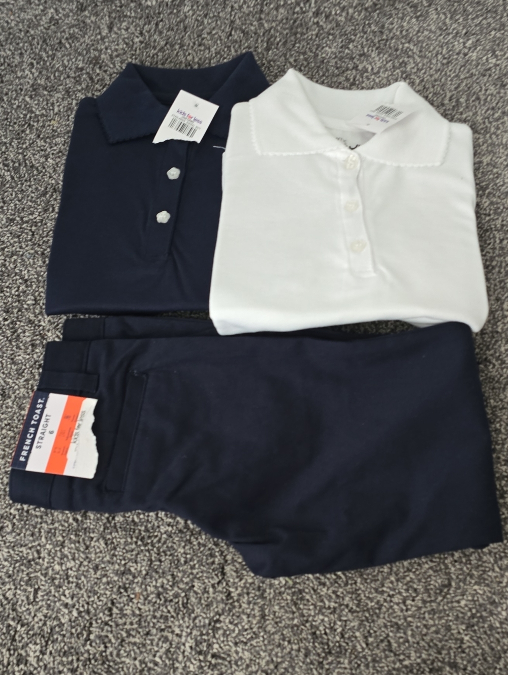 French Toast Navy & White Girls' Polo and Pants School Set